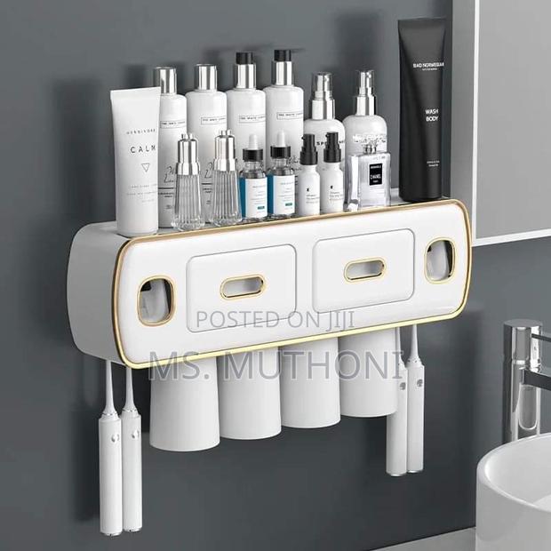 Wall Mounted Self-Adhesive Toothpaste With Toothbrush Holder - main view