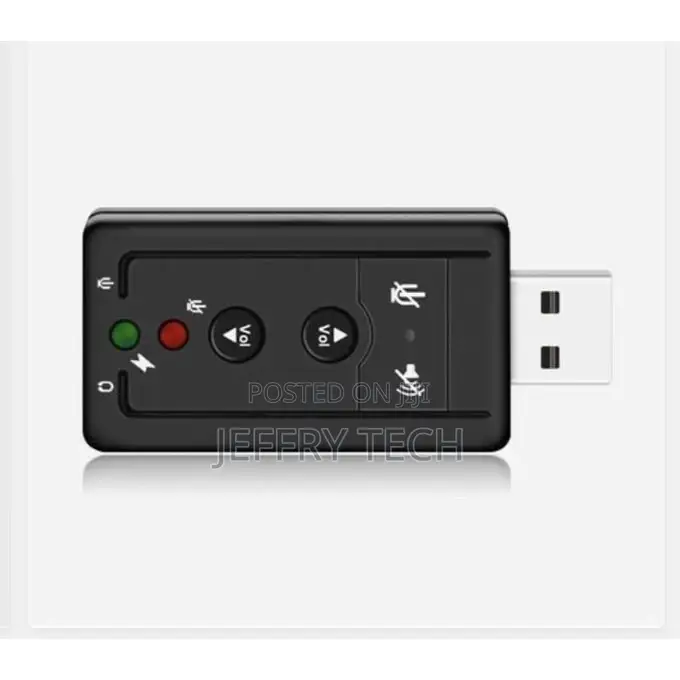 USB Sound Card Adapter 3D 7.1 Audio Microphone for PC - Blac
