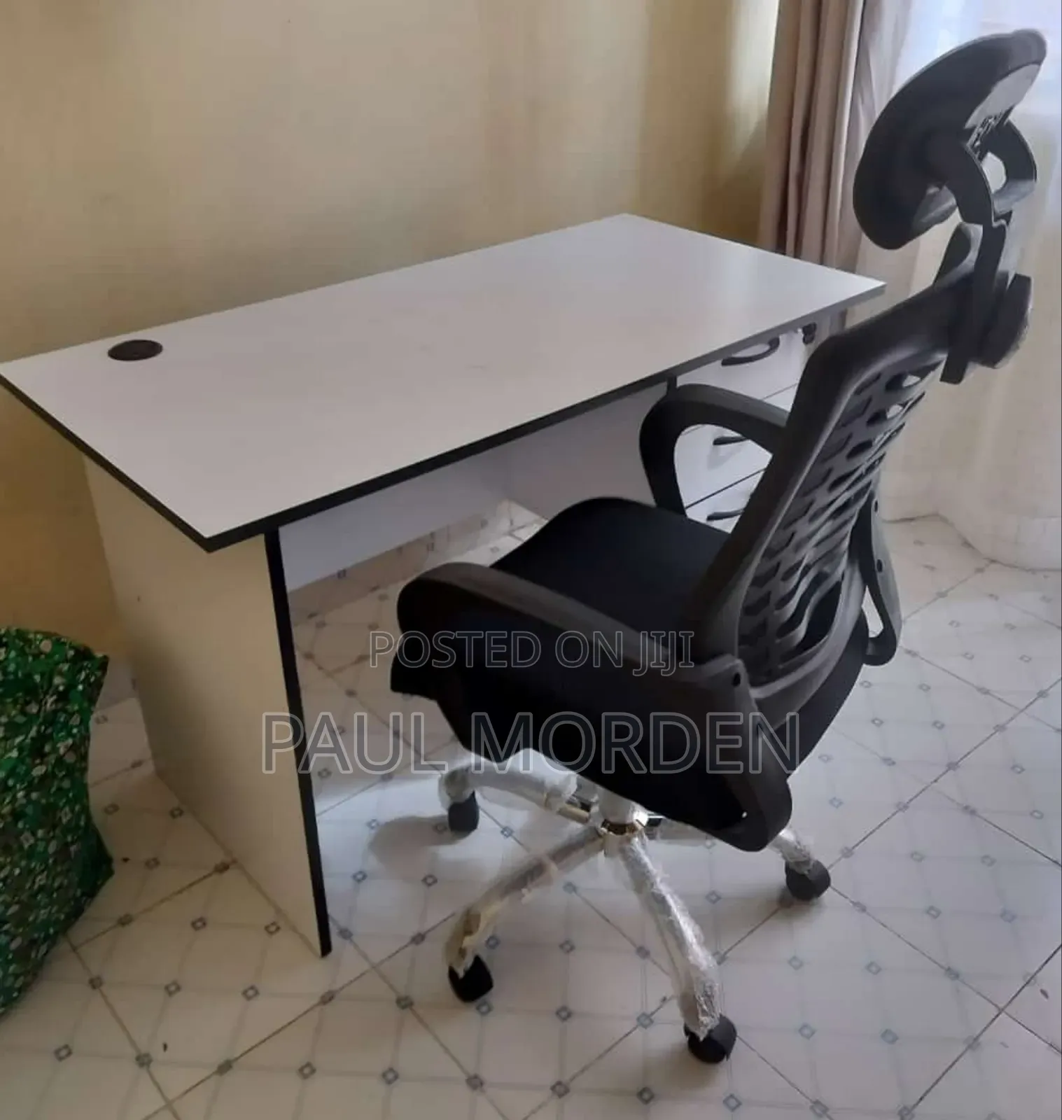 Office Desk and Headrest Chair
