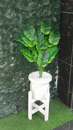 Banana Plant With Plastic Vase on Stand
