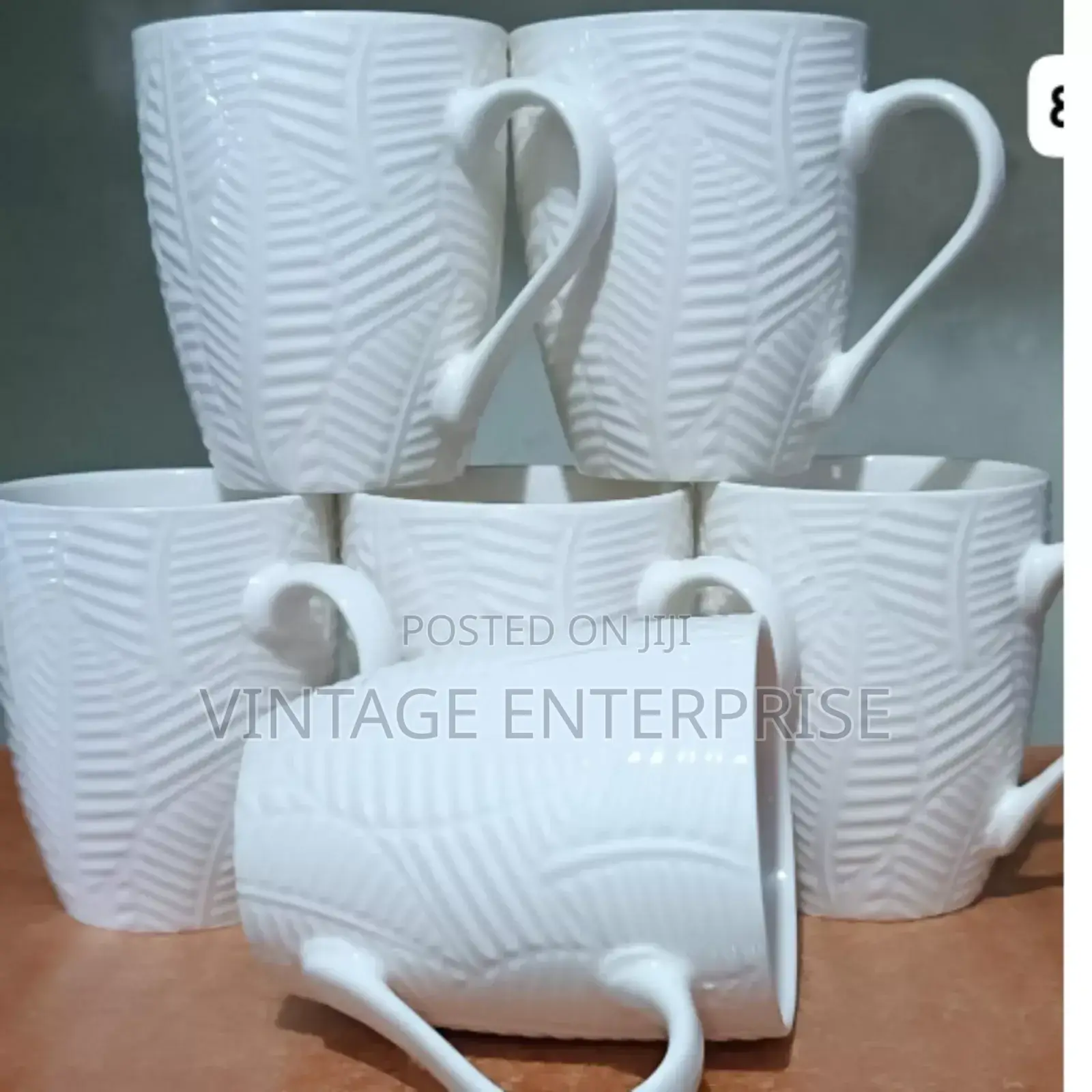 Six Set of Quality White Cups ••√