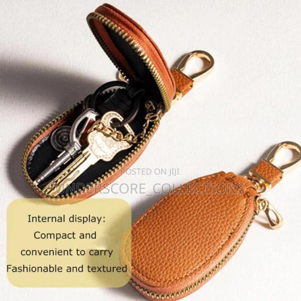 Leather Key Holder Bag Ideal For Keyless Car Key Or Normal - main view