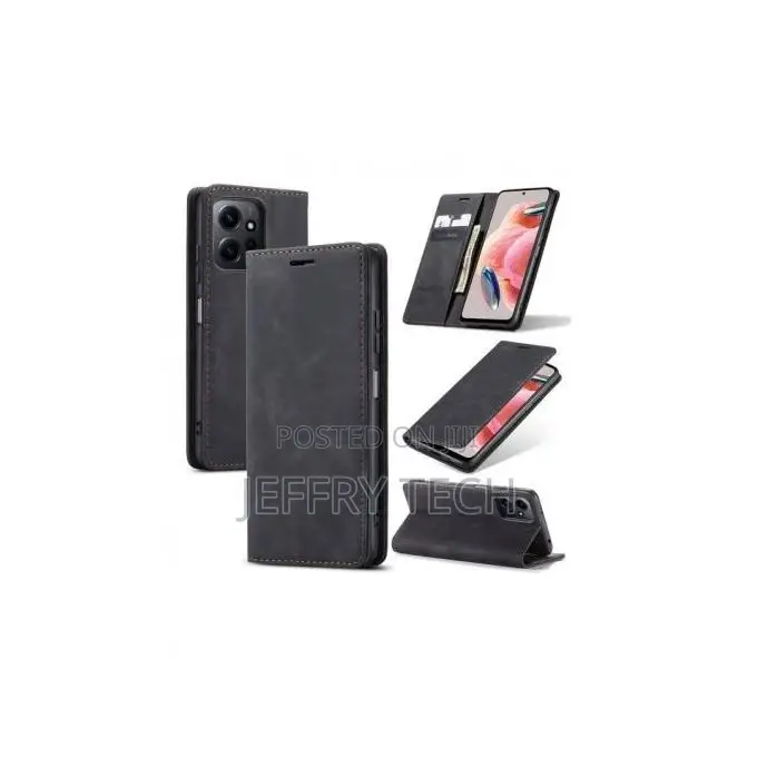 Redmi Note 12 4G Flip Case With 2 Shockproof - Black