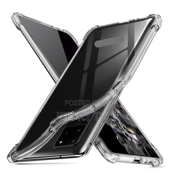 Transparent Galaxy S20 Ultra + 1 Shockproof Case - Black