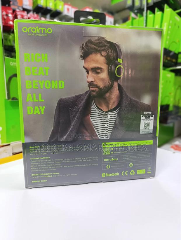 Oraimo Boompop2 600mn Play Time Bluetooth Wireless Headphone - thumbnail 3