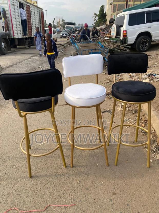 High Stools for Counter or Bar, Gold and White 
