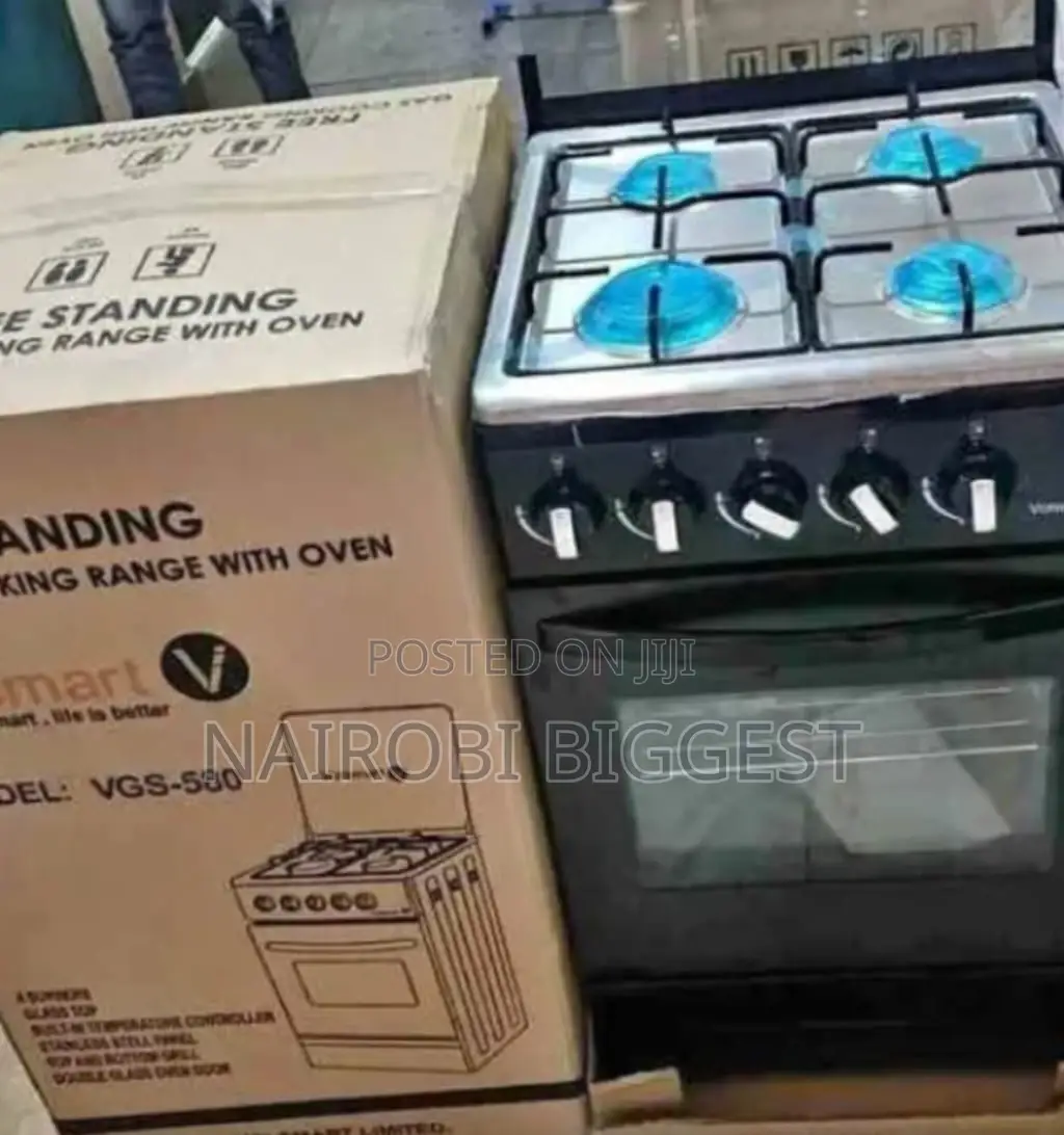 Volsmart 4 Burner Full Gas Free Standing Black Cooker