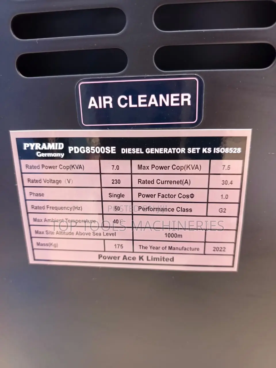Pyramid Germany 7.5kva Diesel Silent Generator Single Phase