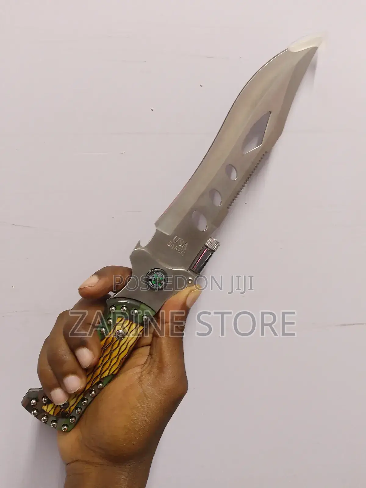 Camping Knife With Compass, Torch and Saw