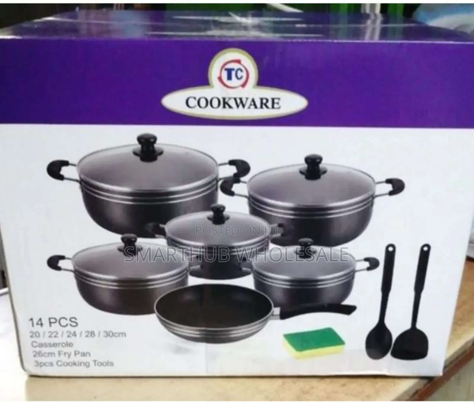 Tc 14 Pieces Non-Stick Black Coated Cooking Pot/Sufuria