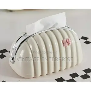 Creamy White-Shell Shaped Serviette/Tissue Box Cover
