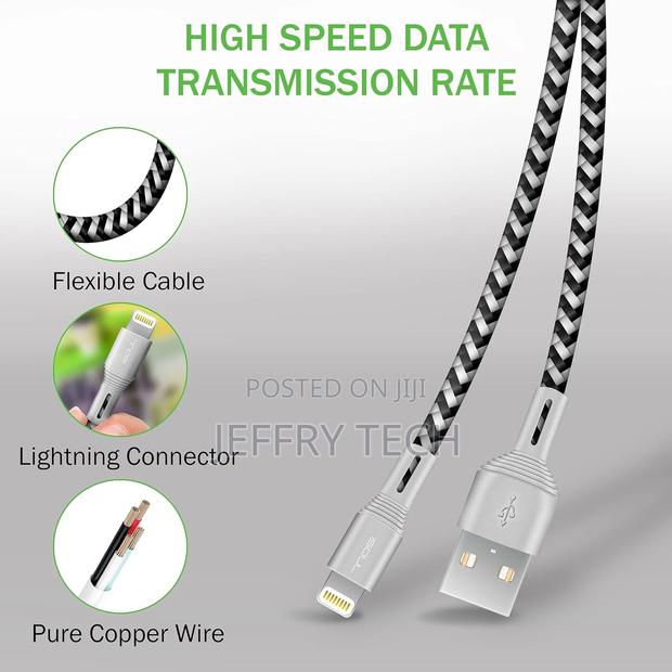 Lightning iPhone Charger Cable, 15CM Short Braided USB Cord - thumbnail 2