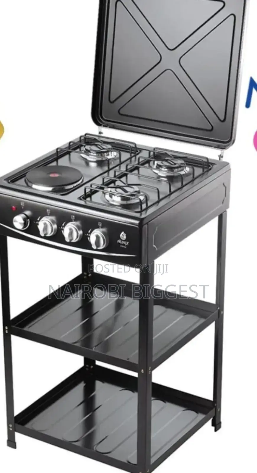 Superb Nunix Cooker 3 Gas +1 Standing Cooker Plus Shelves