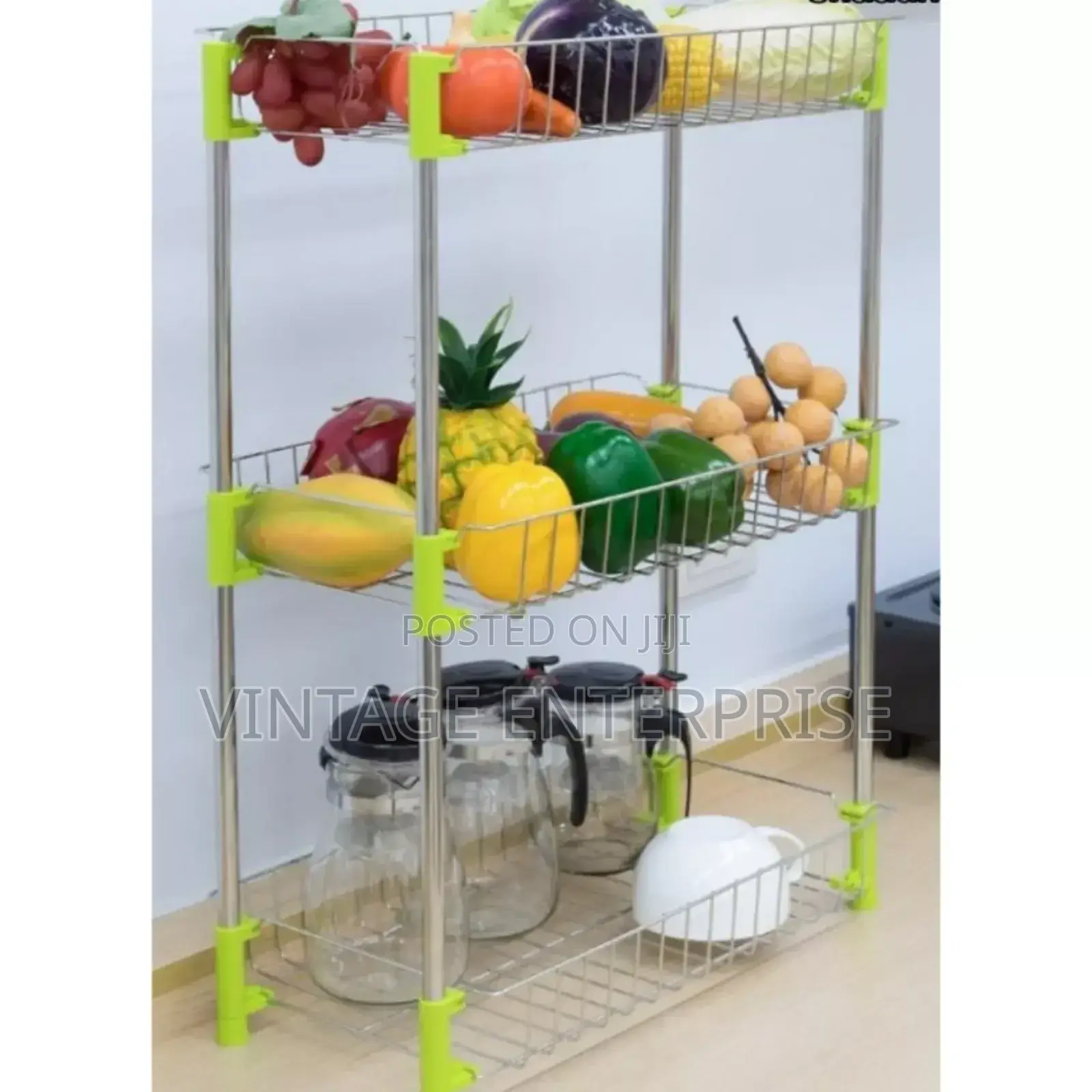 3 Tier Stainless Steel Fruits And Vegetables Storage Rack 🍍