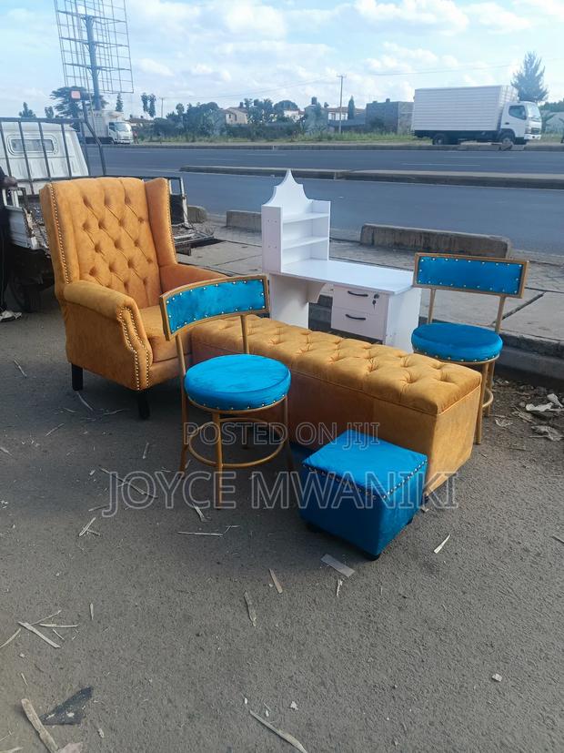 Pedicure Seat, Stool, Ottoman and Manicure Set - main view