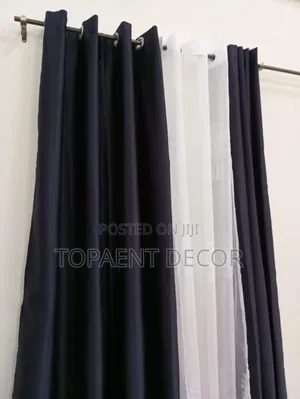Black Ring Window Curtain and Sheer