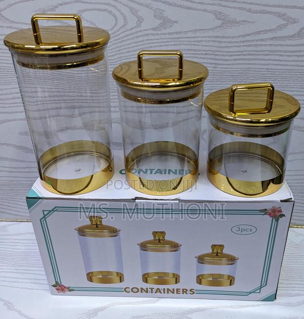 *3pcs Acrylic Canister Set *1ltr,750ml and 500ml*
