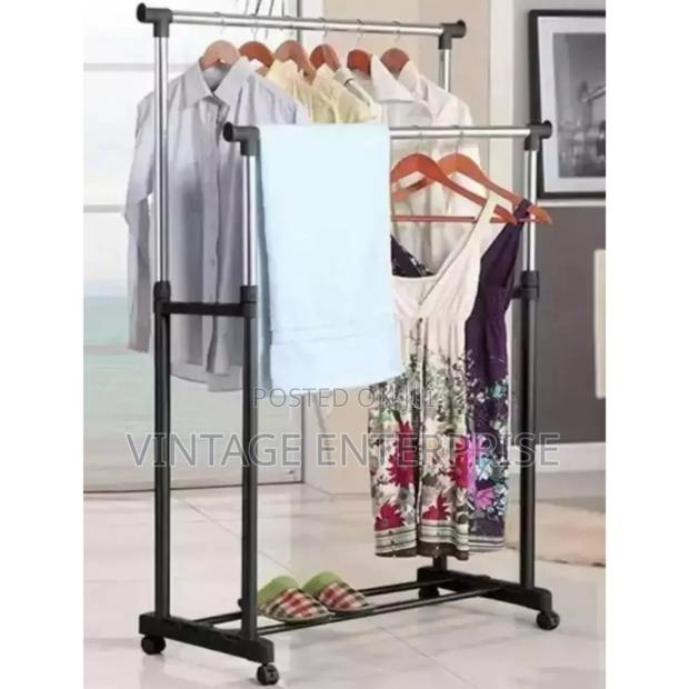 Double Pole Stainless Steel Coat Hanger (Floor Coat Rack )•√