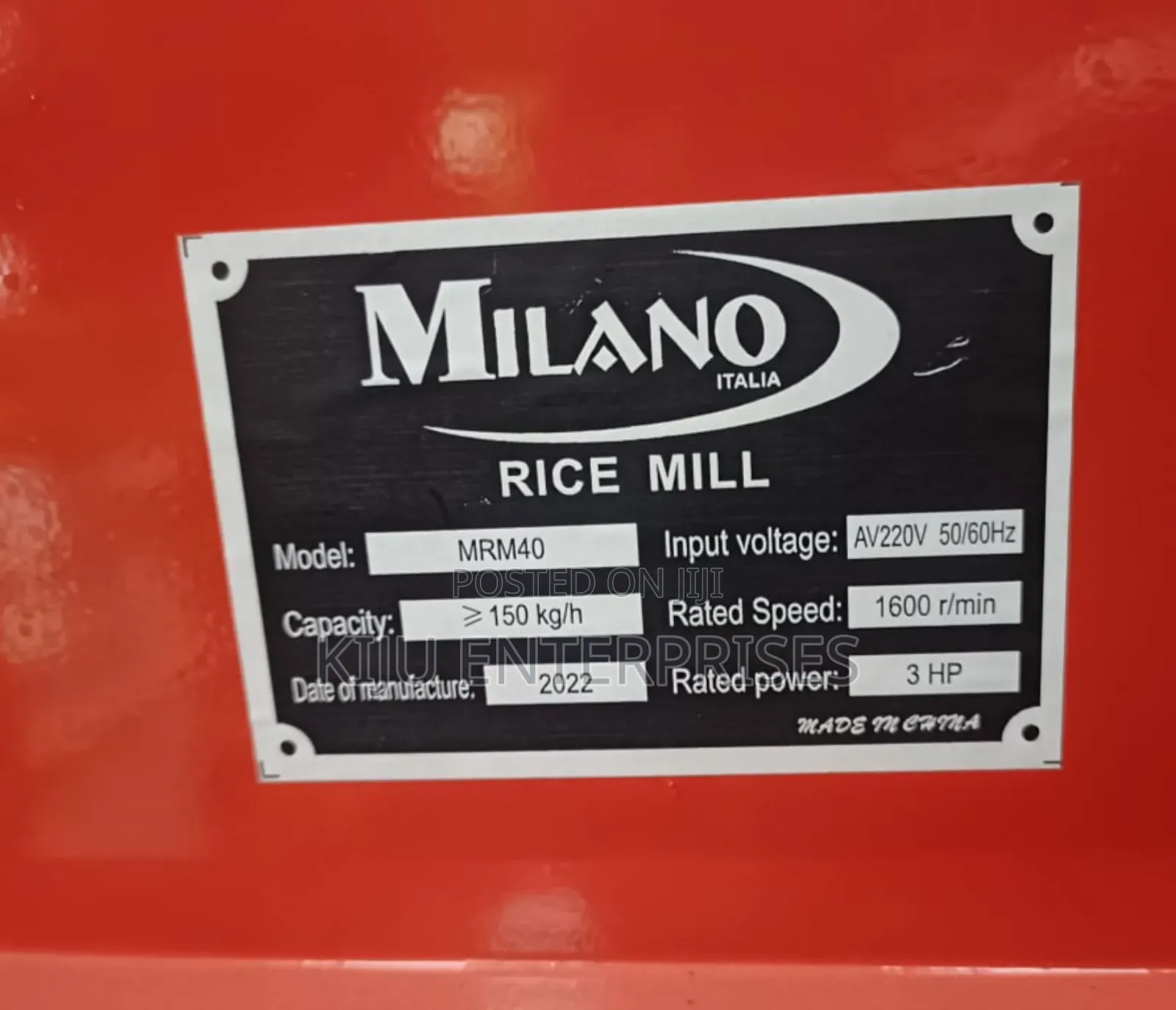 Quality Milano Brand Rice Mill