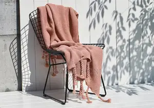 Quality Supper Soft Knitted Throw Blankets With Tassels