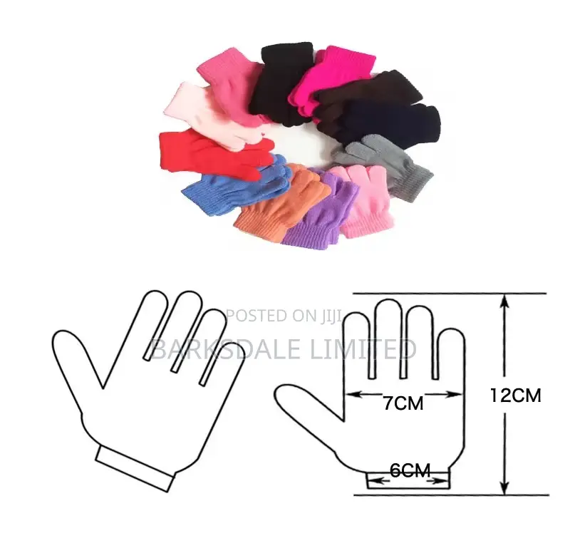 Grey Kids Gloves Mittens Winter Warm Children Knitted