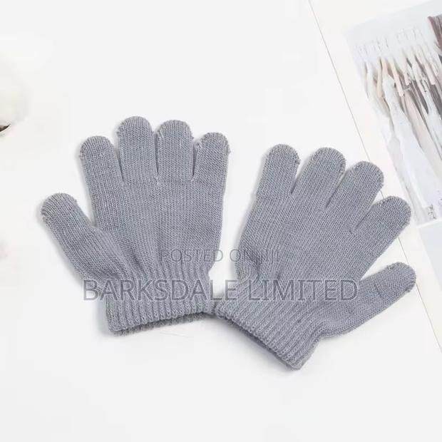Grey Kids Gloves Mittens Winter Warm Children Knitted