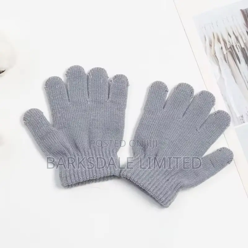 Grey Kids Gloves Mittens Winter Warm Children Knitted
