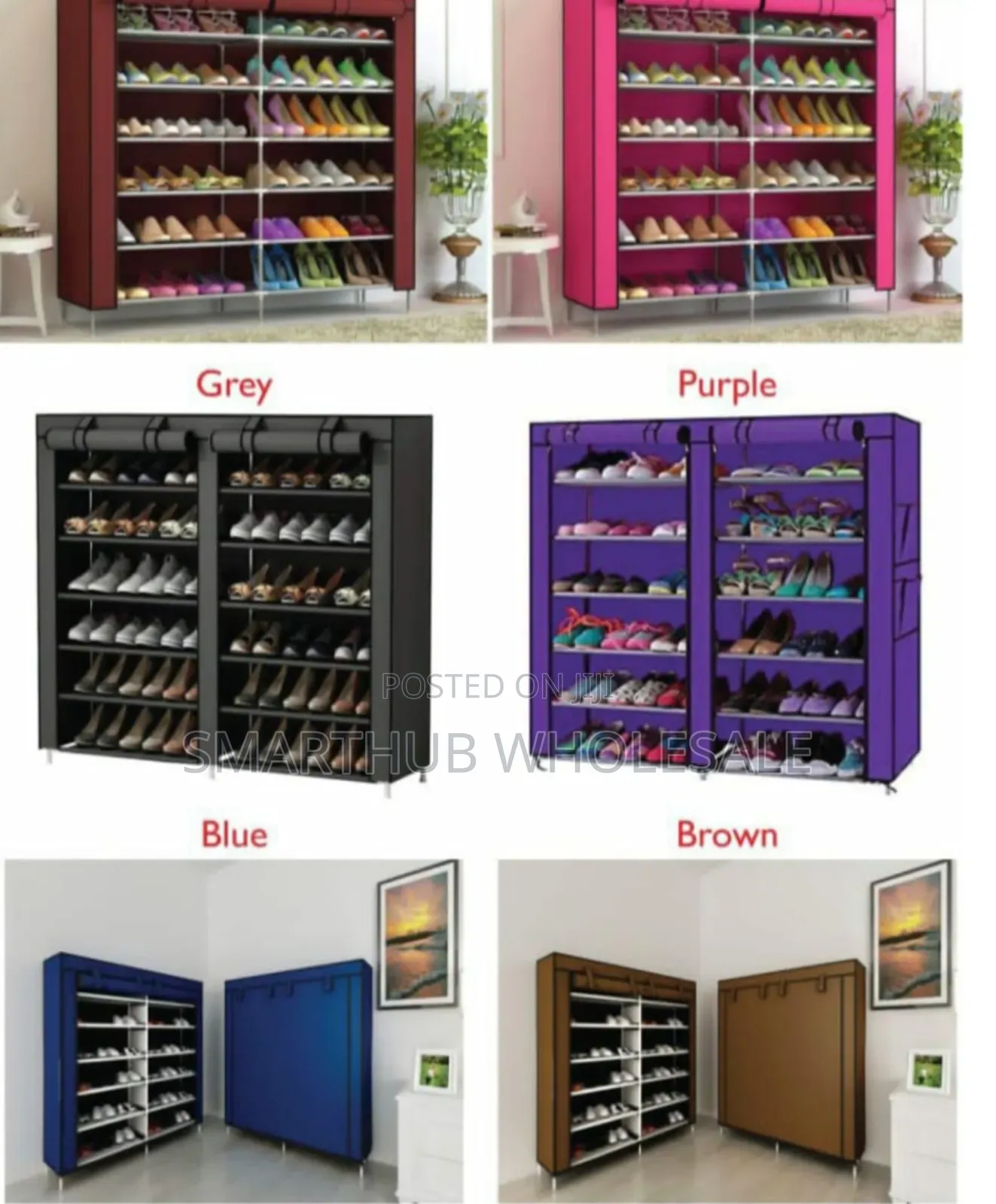 36 Pair Double Column Shoe Racks 