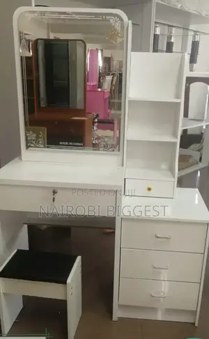 White Dressing Table With Sliding Mirror