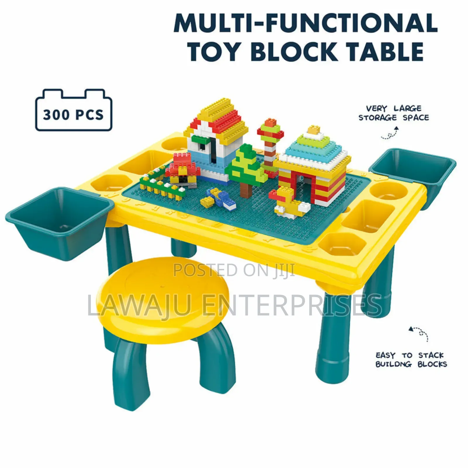 Multifunctional Lego Building Block Table With Chair - 63pcs