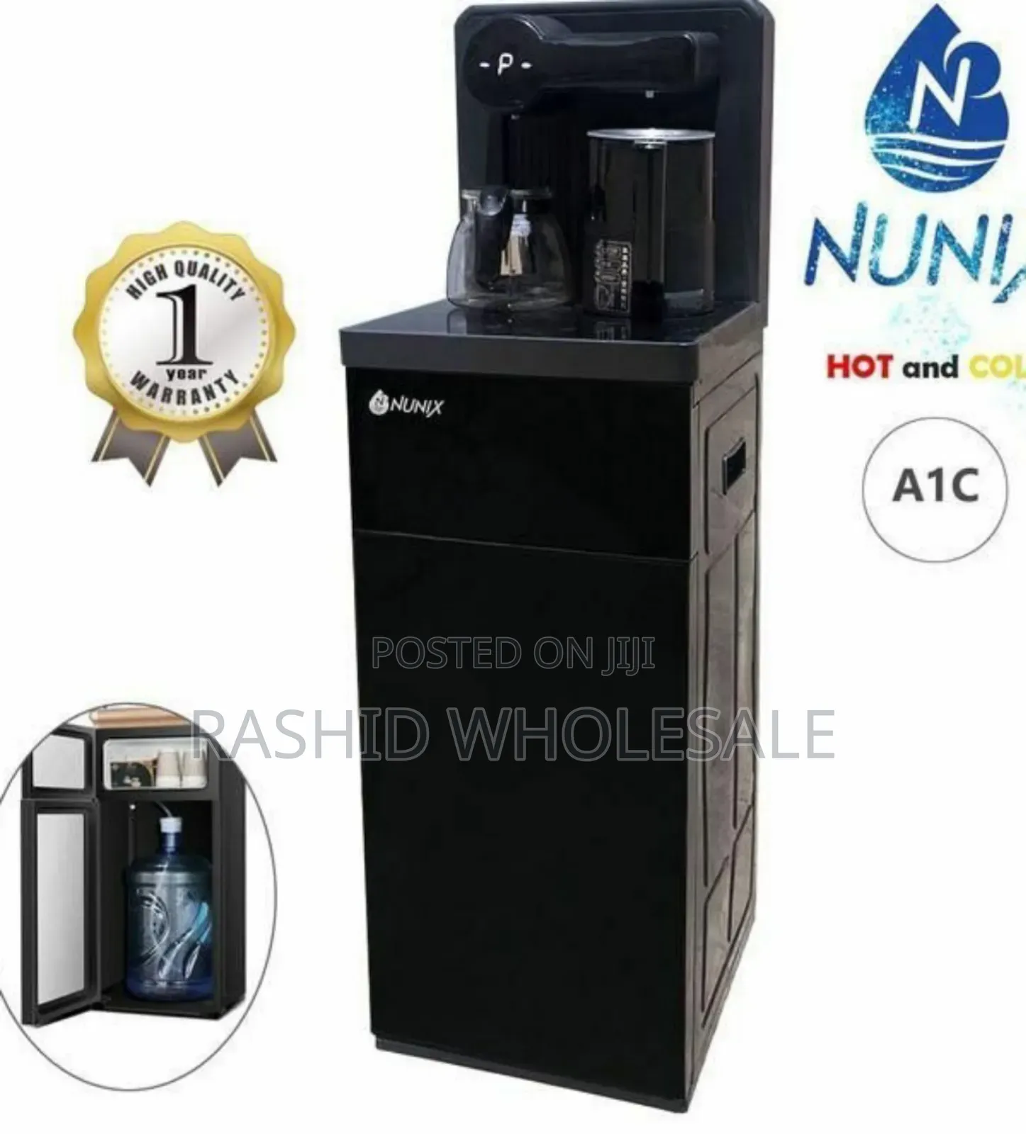 Black A1c Water Dispenser Bottom Load