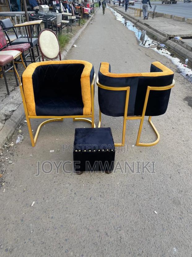 Styling Chair, Black and Gold With Pedicure Stool.