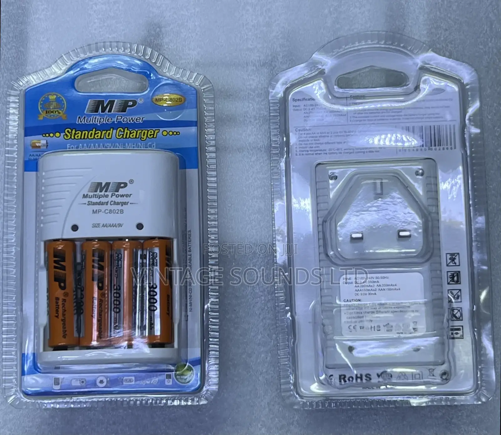 Multiple Power 2 X AA Rechargeable Batteries+ Charger
