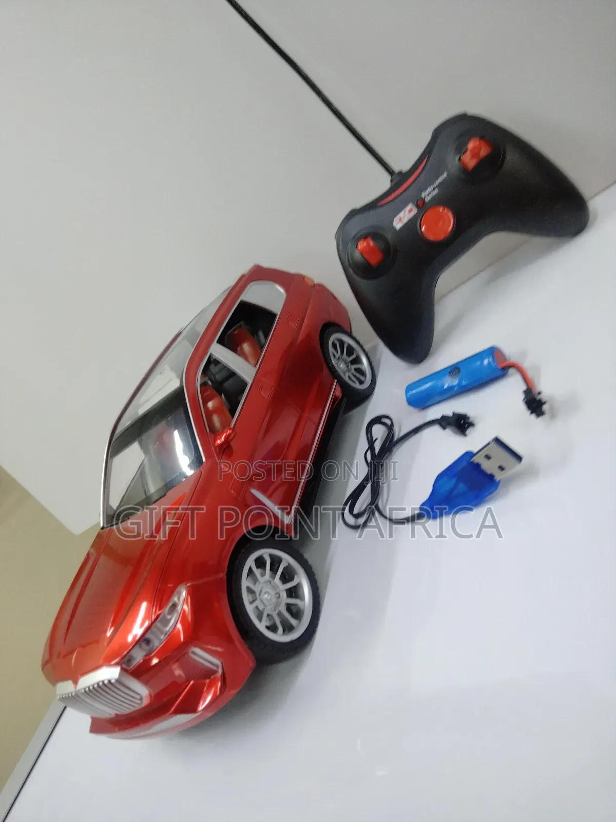 Metallic Red Rechargeable Remote Control Toy Car for Kids