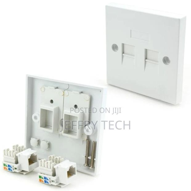 Universal Cat5/6 Wall Socket - 2x RJ45 Ports - Protected - S