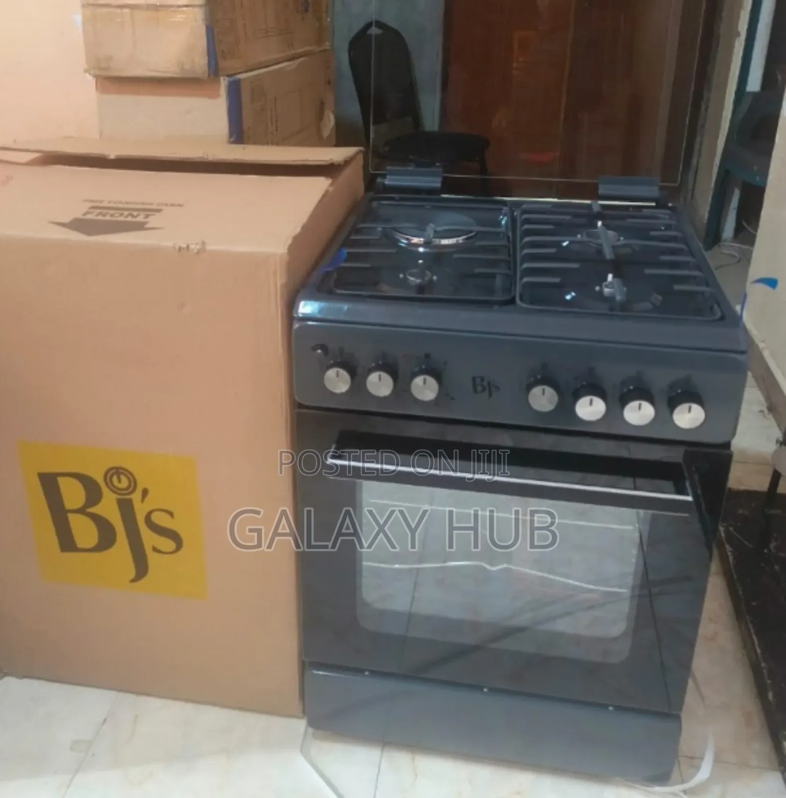 BJS 60 by 60 Black 3+1 Standing Cooker With Turbo Fan