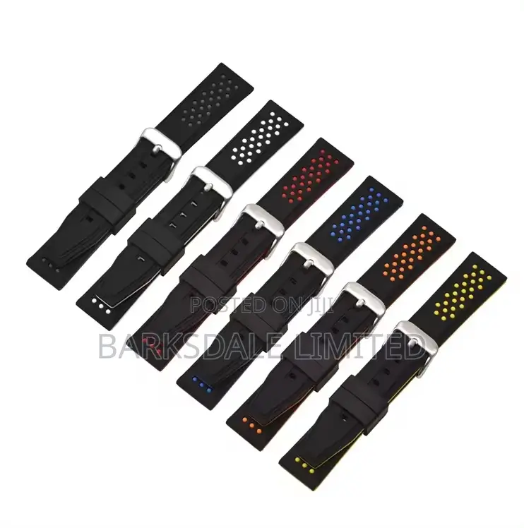 Black Red White Yellow Grey Silicone Rubber Watch Strap 22mm