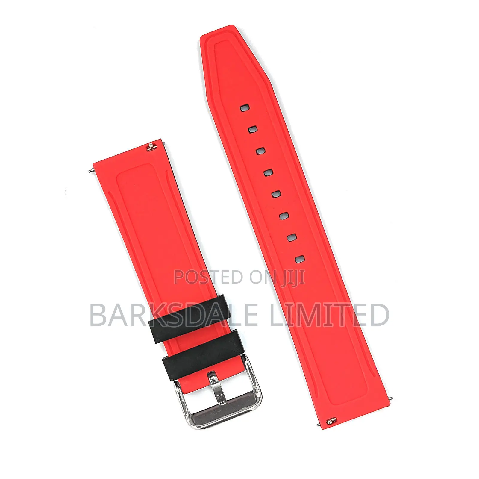 Black Red White Yellow Grey Silicone Rubber Watch Strap 22mm