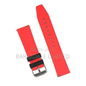 Black Red White Yellow Grey Silicone Rubber Watch Strap 22mm