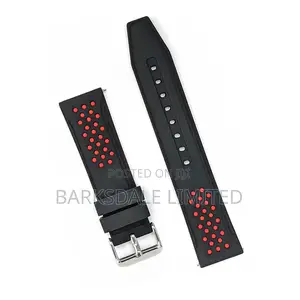 Black Red White Yellow Grey Silicone Rubber Watch Strap 22mm