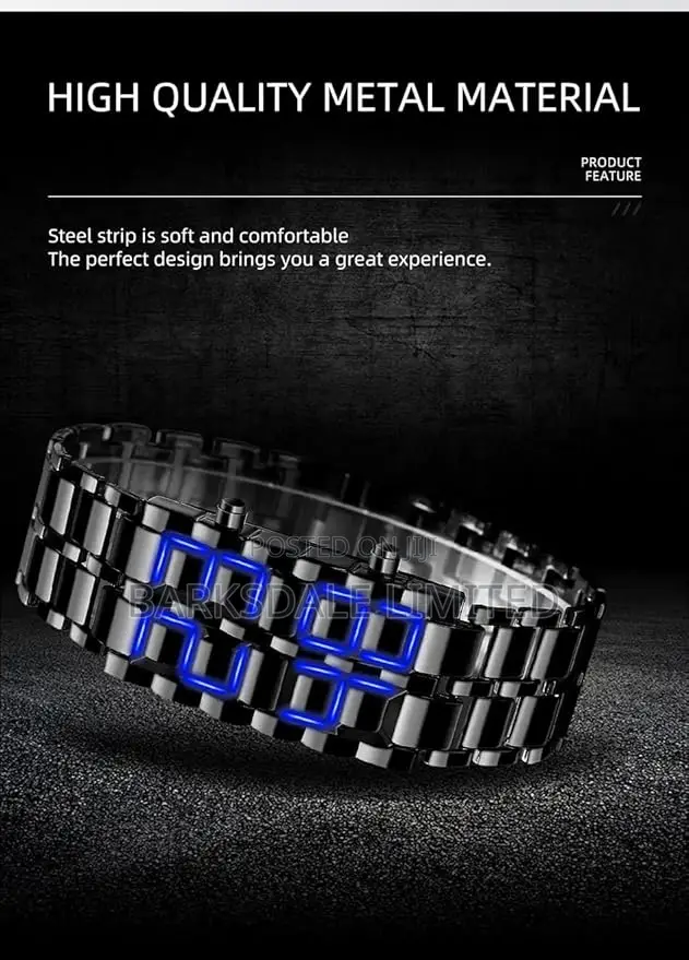 Lava Stainless Steel Black Silver LED Digital Bracelet Watch