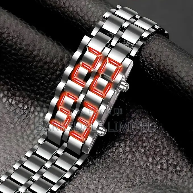 Lava Stainless Steel Black Silver LED Digital Bracelet Watch