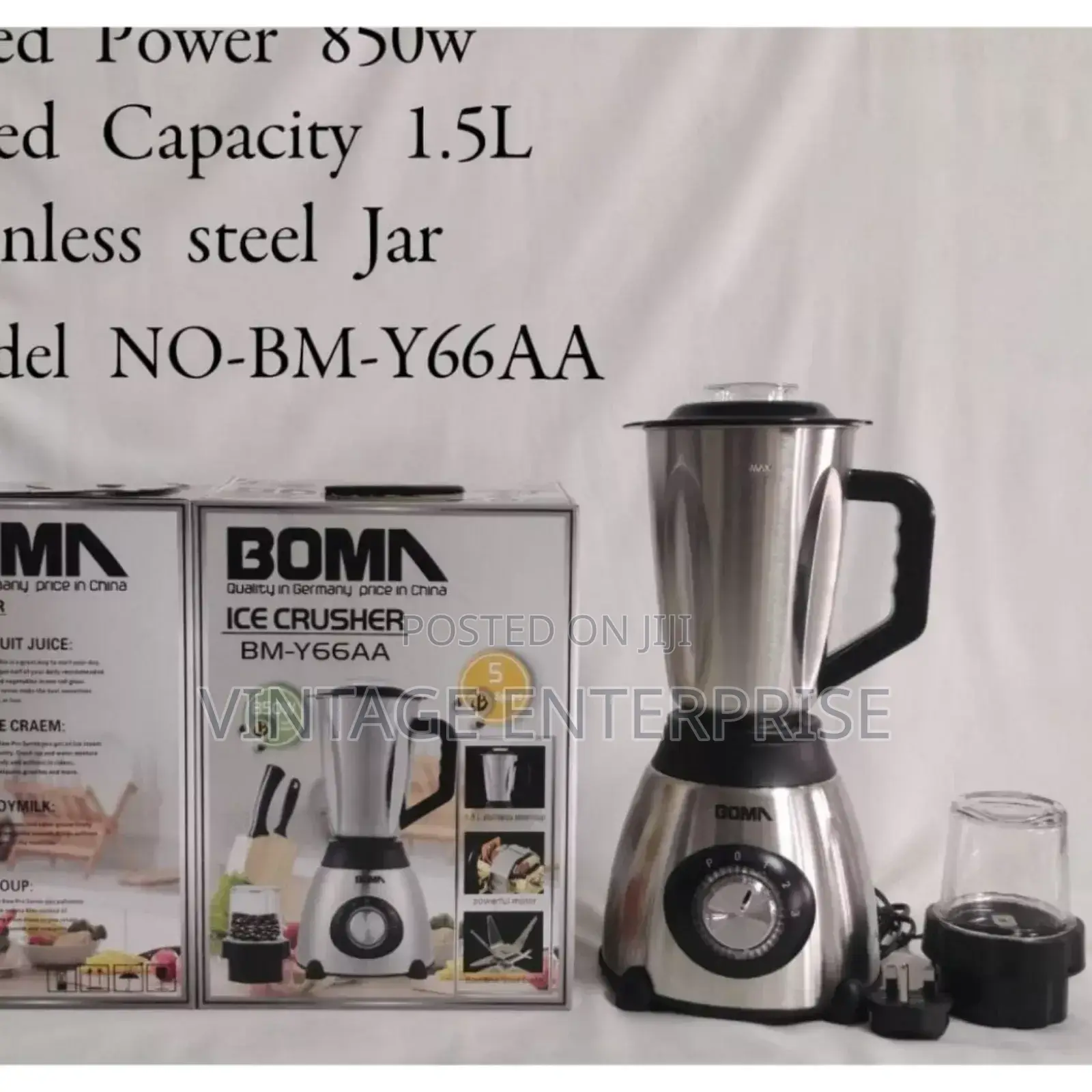 Boma 2 in 1 Electric Blender With Stainless Steel Jar 