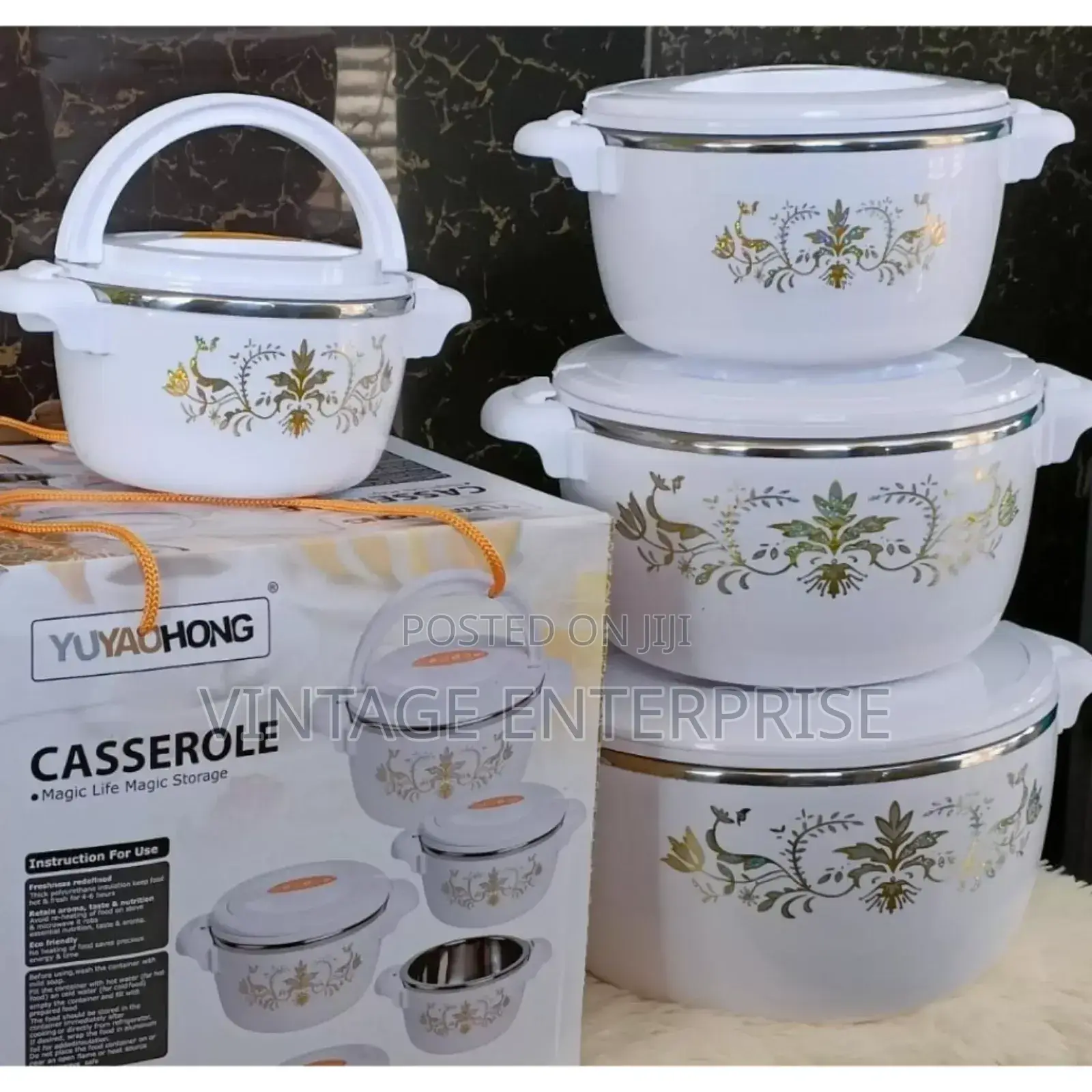 Sets of Four White Casserole Hotpots 