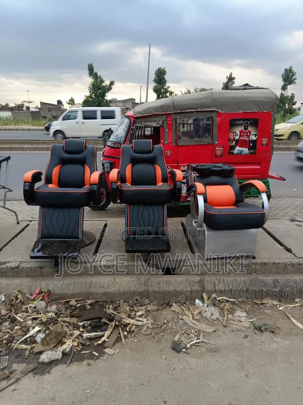Barber Chairs 2 Pieces and a Sink Chair, Black and Orange