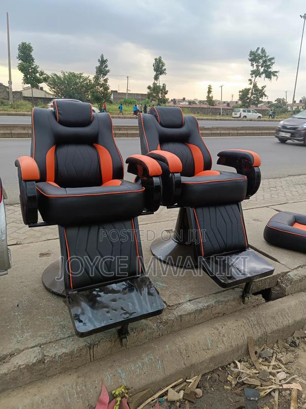 Barber Chairs, 2 Pieces, Orange and Black - thumbnail 3