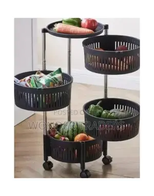 4 Layer Friut Rotating Round Rack