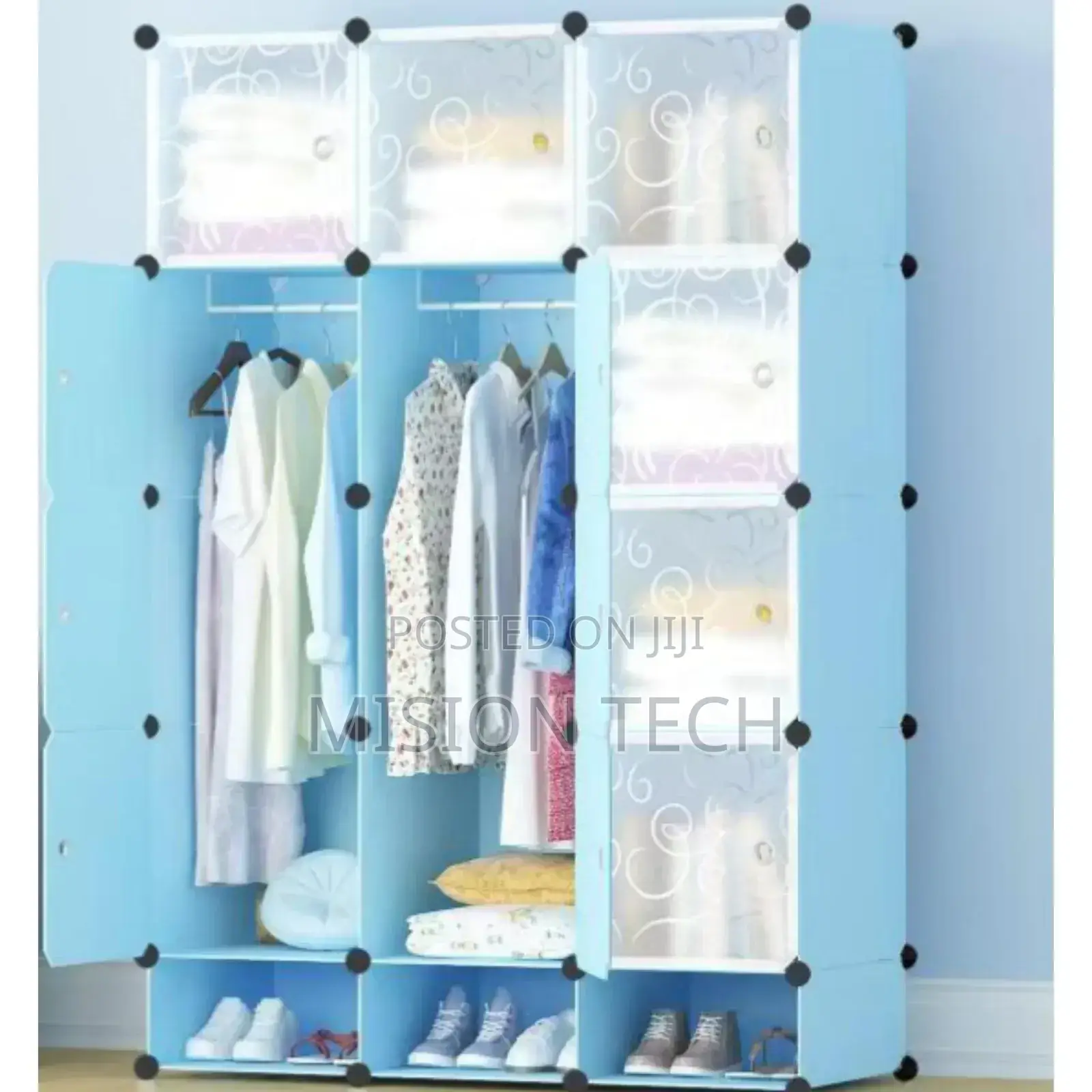 Portable 3-Column Plastic Wardrobe,