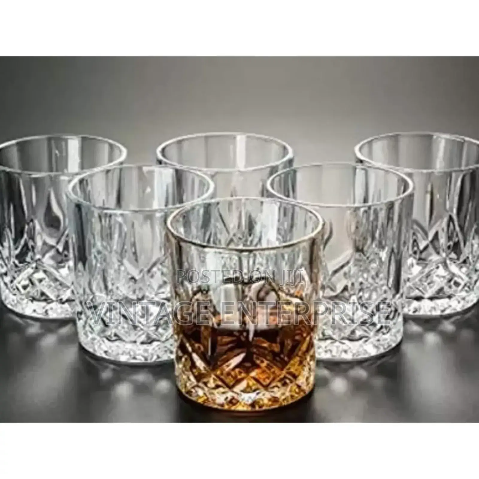 Short Diamond Glass -Set of Six (Quality Diamond Glass ) .