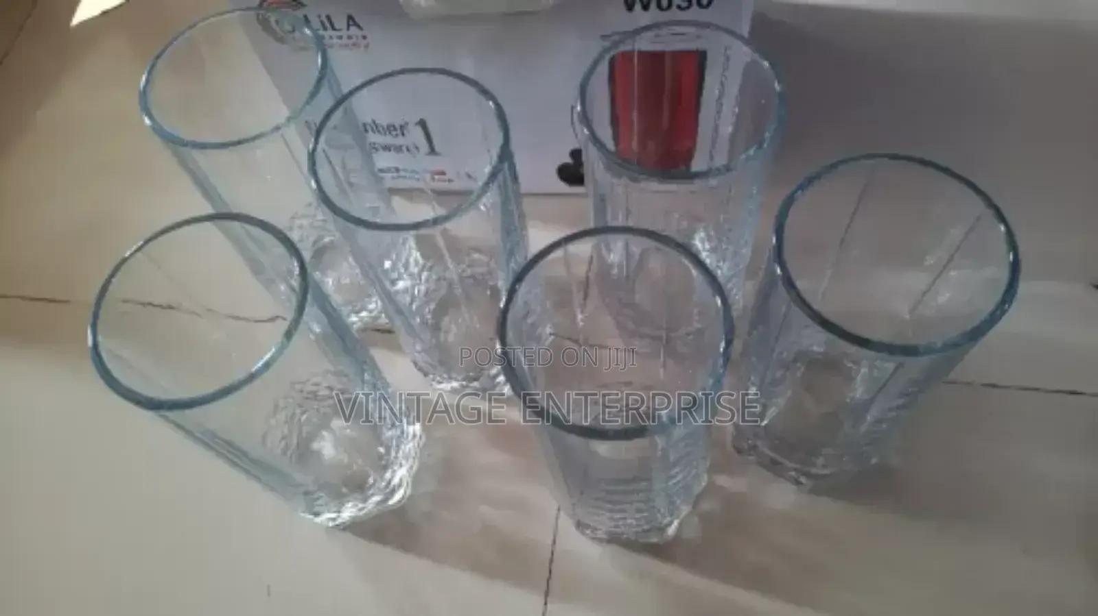 Set of Six Long Diamond Glassware 